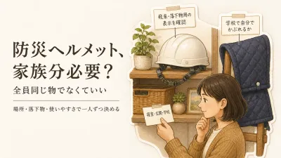 防災ヘルメットは家族分必要？防災頭巾で足りる家庭・足りない家庭の分け方