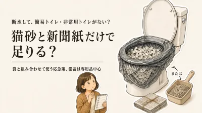 猫砂・新聞紙は簡易トイレに使える？断水時の作り方と捨て方
