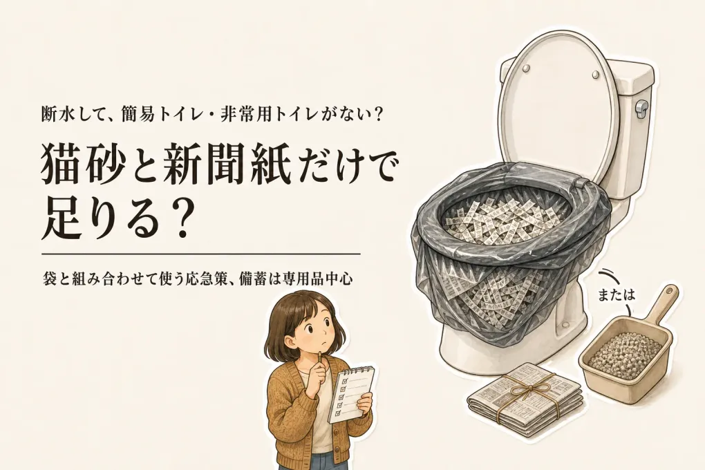 猫砂・新聞紙は簡易トイレに使える？断水時の作り方と捨て方
