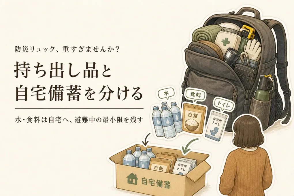 防災リュックが重すぎるときは？持ち出し品と自宅備蓄の分け方
