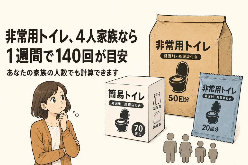 非常用トイレは何回分備蓄すればいい？内閣府「1日5回」から日数を計算する