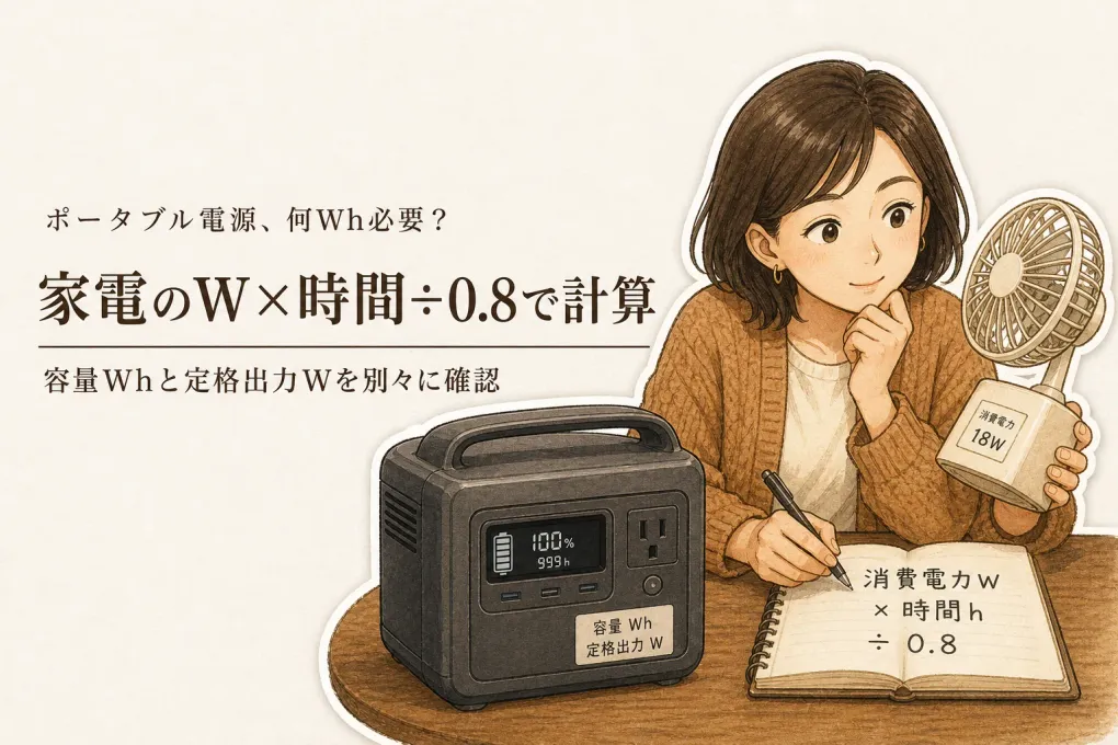 ポータブル電源は何Wh必要？停電中に使いたい家電から必要容量を計算する方法