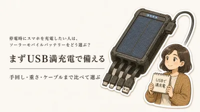 楽天でレビュー数が多いソーラーモバイルバッテリー5選｜停電時のスマホ充電は手回し機能と何を比べる？