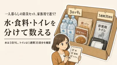 一人暮らしの防災セットは家族用を買うべき？水・食料・トイレを余らせず備える方法