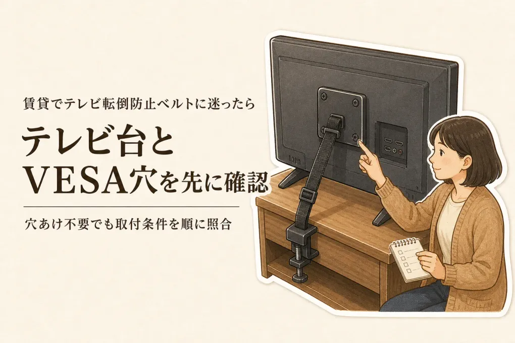 楽天でレビュー数が多いテレビ転倒防止ベルト5選｜賃貸で穴を開けずに固定できるか比べる