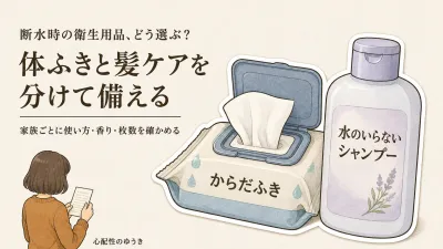 断水時の衛生用品ランキング｜レビュー数の多い大判からだふきと水のいらないシャンプーを比較